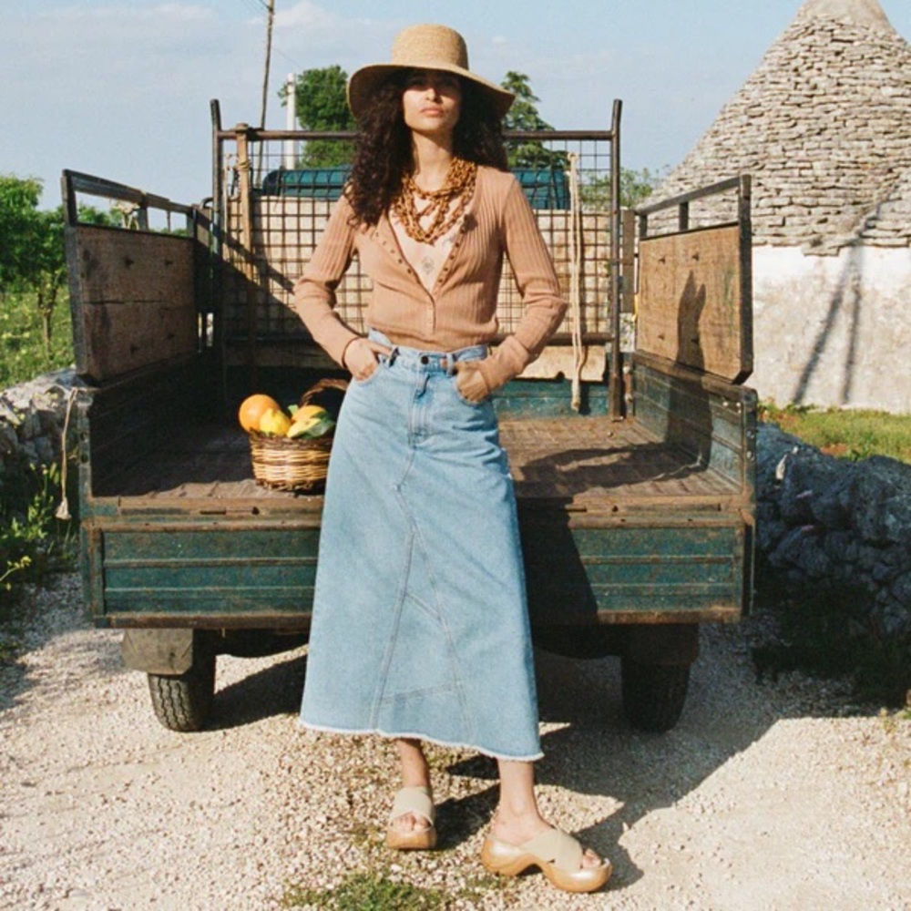 Spell Eve Denim Midi Skirt